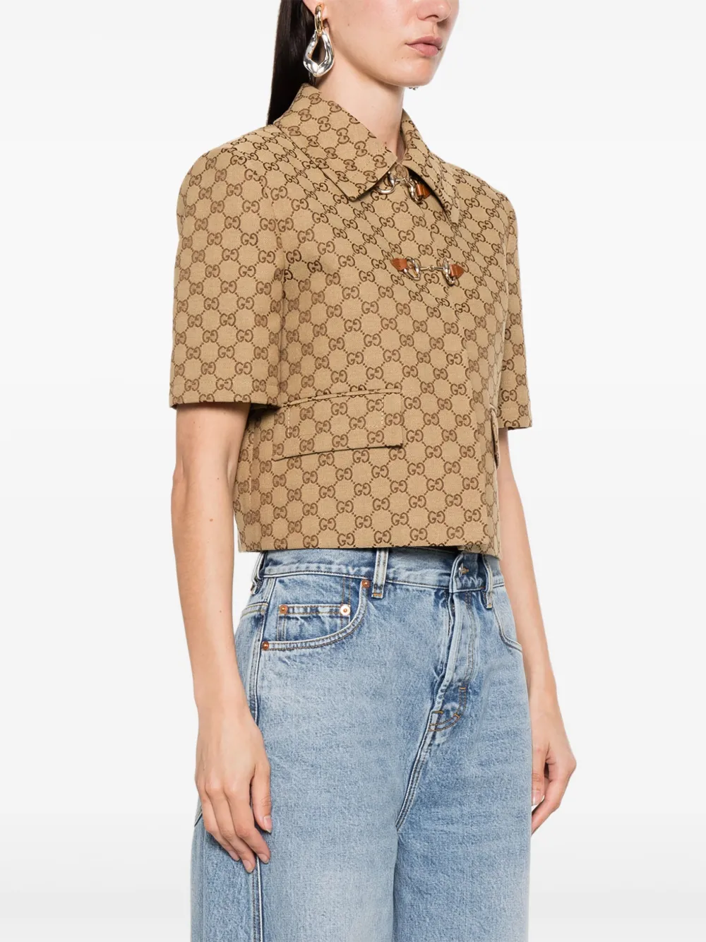 Gucci GG Supreme jack met Horsebit-detail Beige