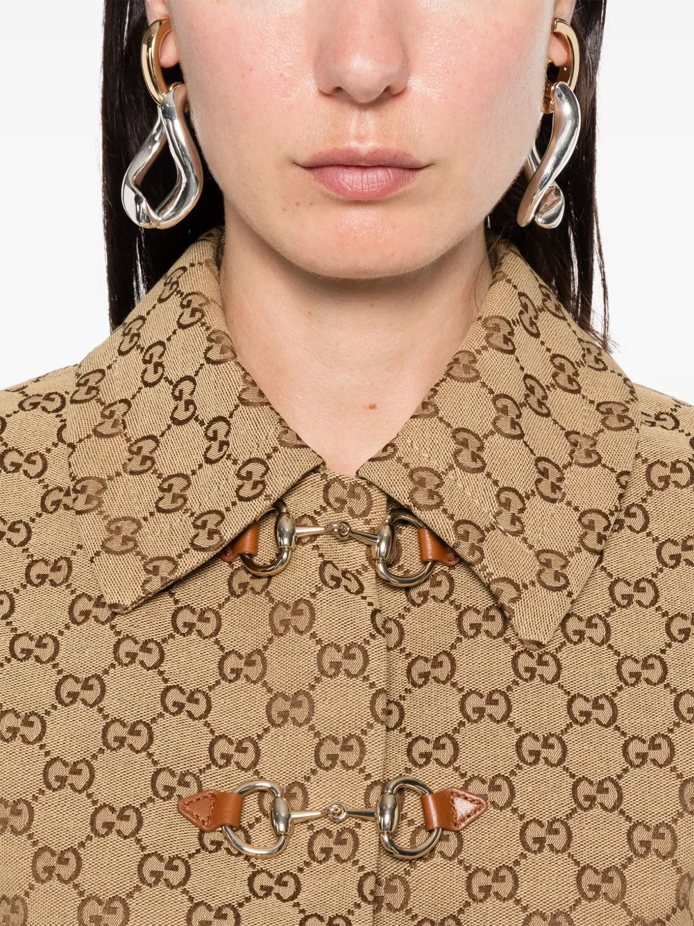 Gucci GG Supreme jack met Horsebit-detail Beige