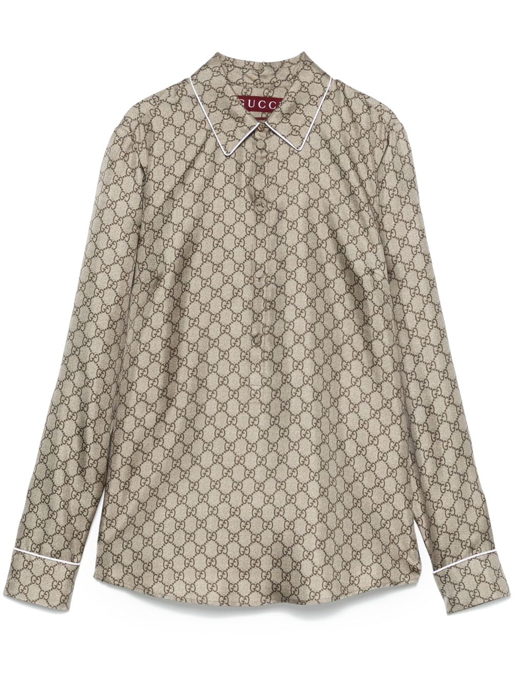 Gucci Zijden overhemd met GG Supreme print Beige