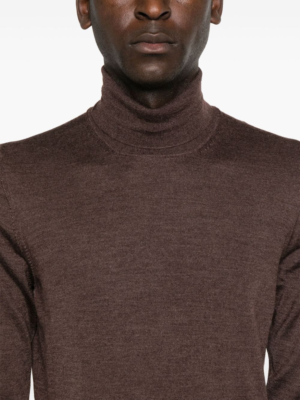 Shop Tagliatore Turtleneck Sweater In Brown