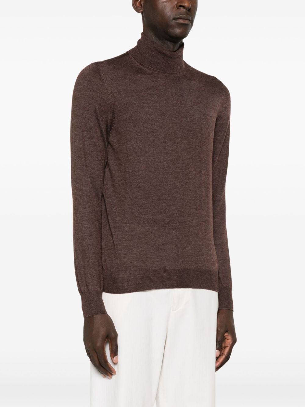 Shop Tagliatore Turtleneck Sweater In Brown