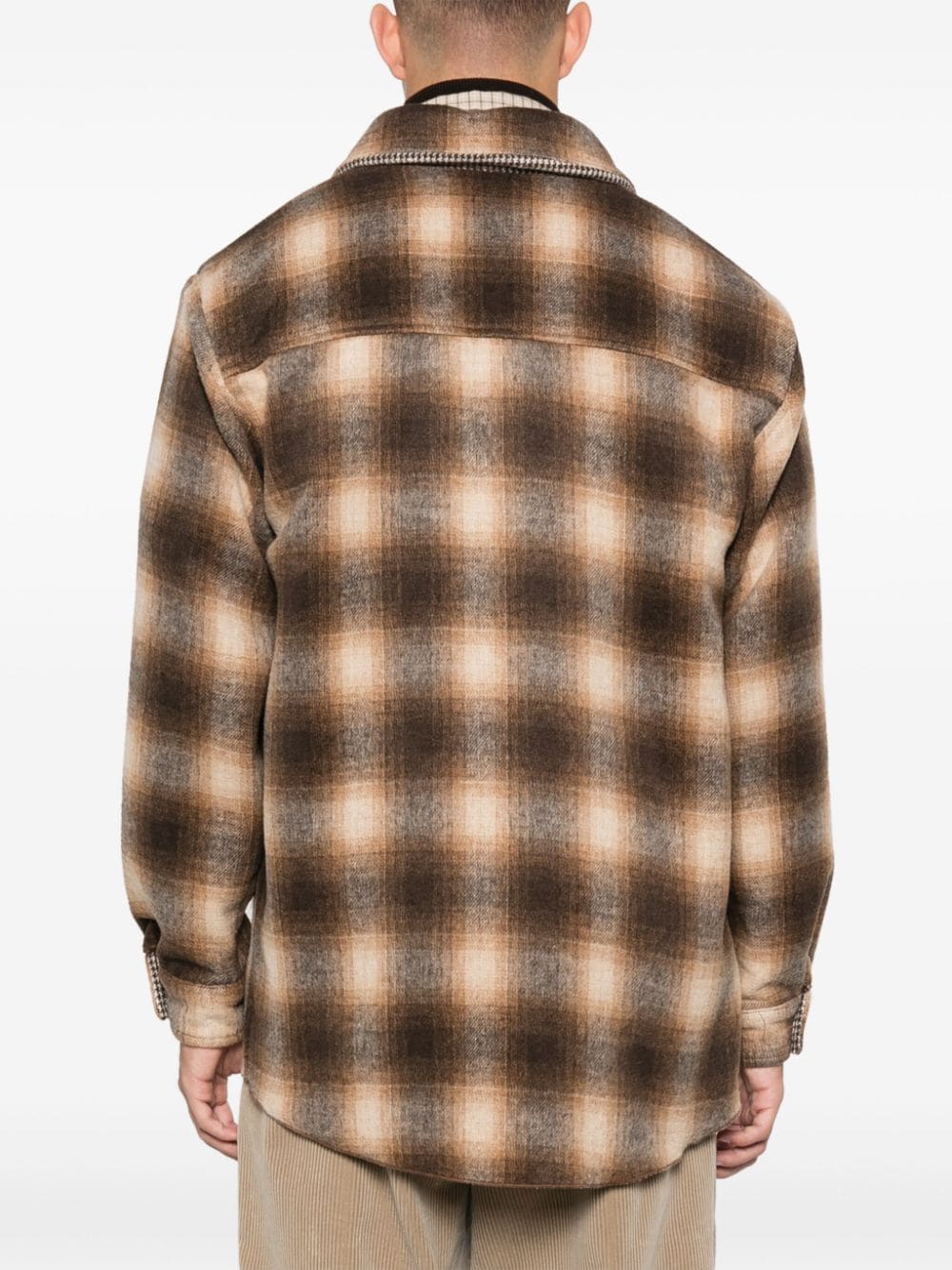 Shop Family First Checkered Shirt Jacket In Brown