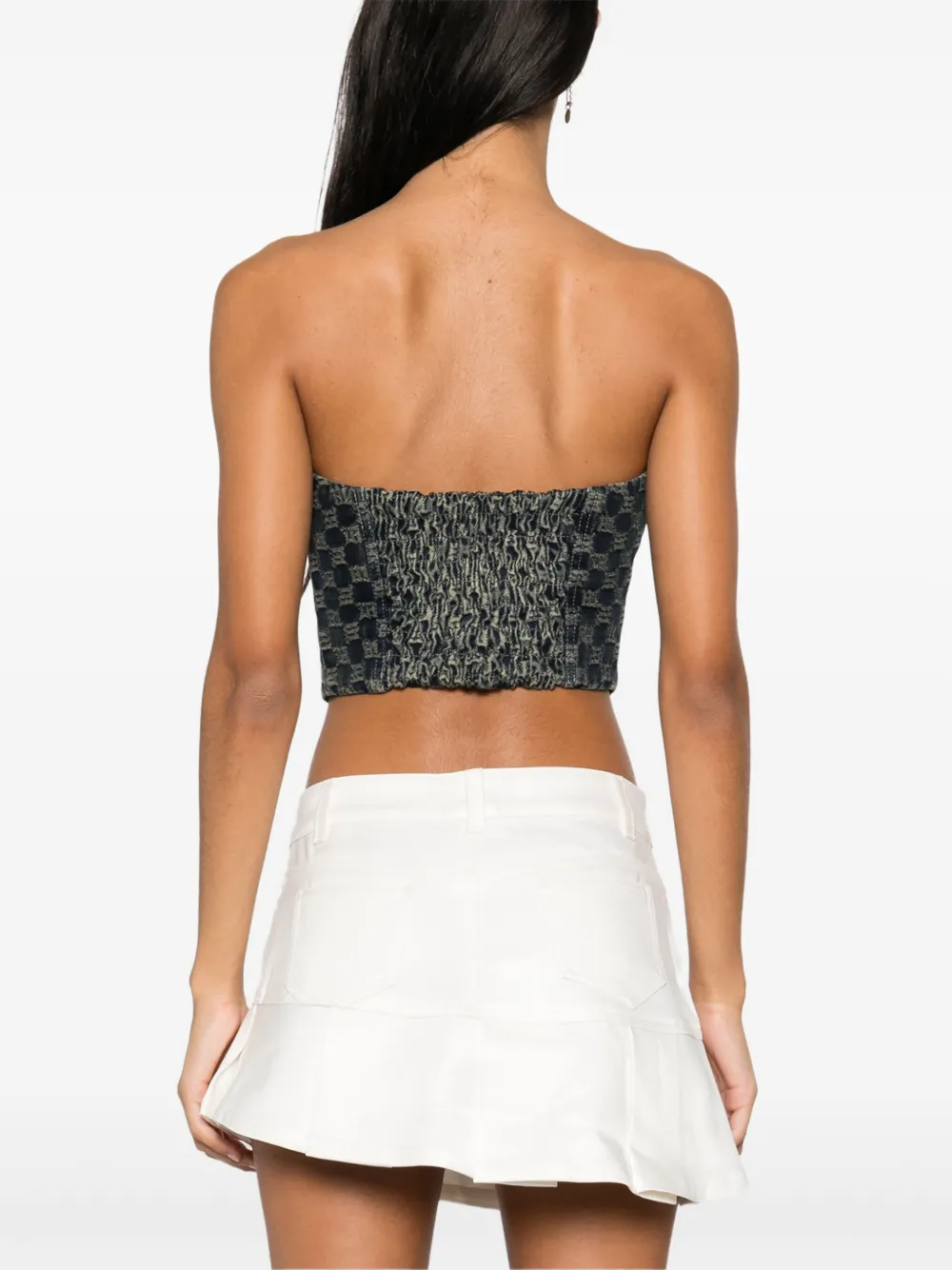 MISBHV Denim korset top met monogram jacquard Blauw