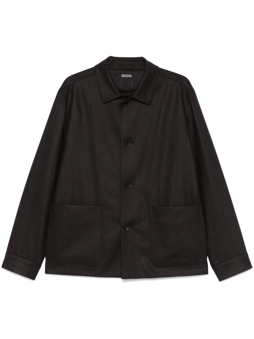 Shop Zegna Wool Shirt Jacket In Brown