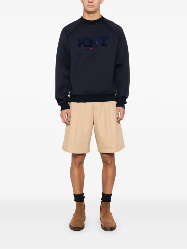 希少【Kiton】ロゴ入り コットン クルーネック スウェット Kiton logo-flocked Sweatshirt | Blue | FARFETCH JO