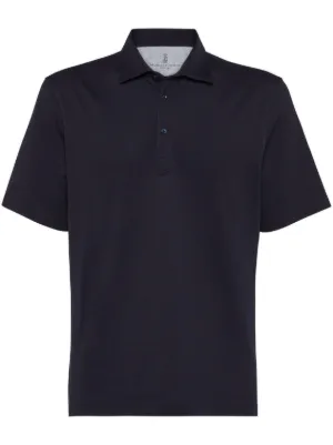 Prada triangle-logo Cotton Polo Shirt | Blue | FARFETCH