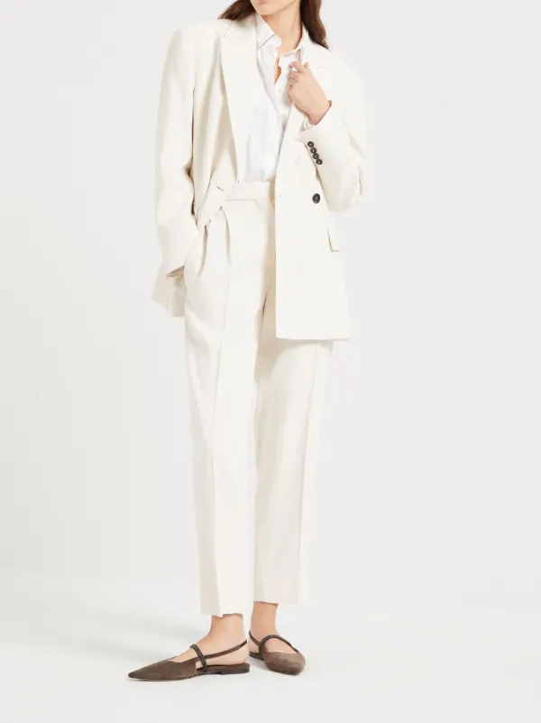 BRUNELLO CUCINELLI ホワイト ストレートパンツ Brunello Cucinelli Slouchy パンツ | ニュートラル | FARFETCH JP