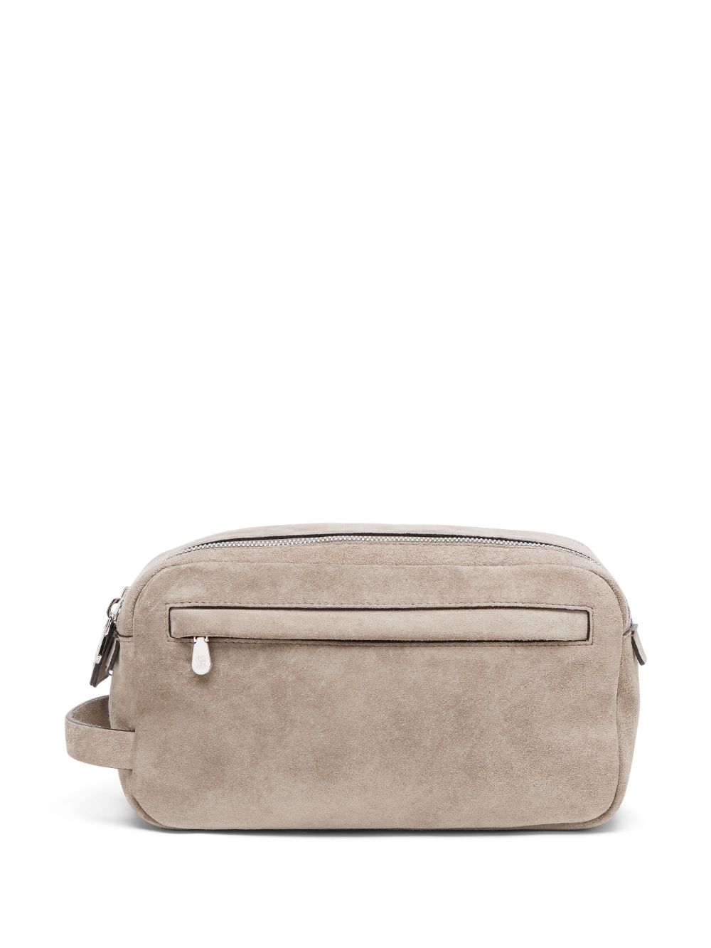 Shop Brunello Cucinelli Double-zippered Wash Bag In Neutrals