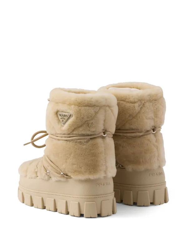 Prada Apres Ski Shearling Boots Neutrals FARFETCH UK