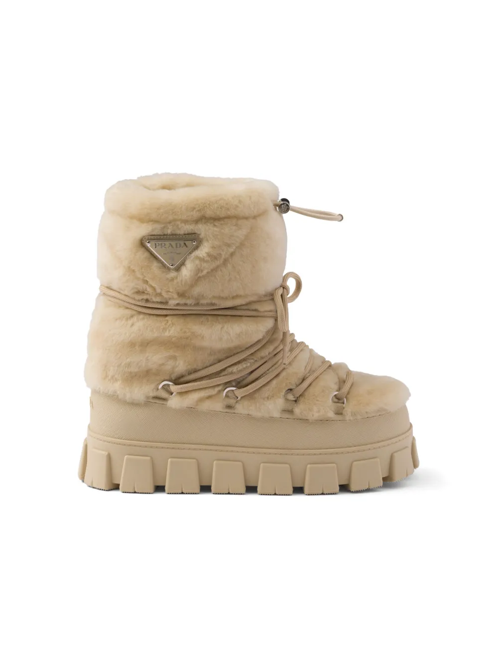 Prada Round-head Short Boots In Nude