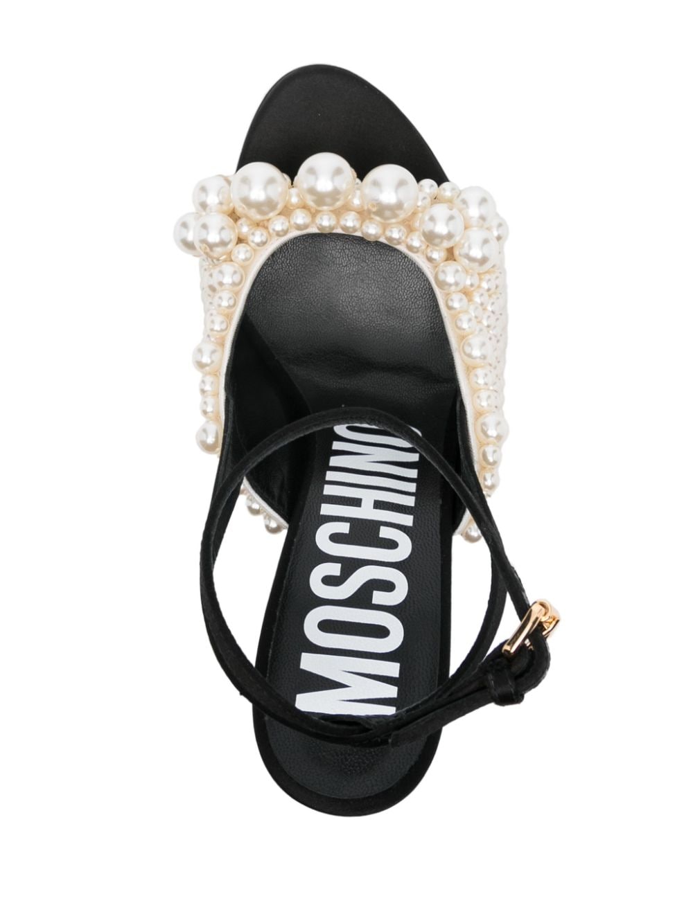 Moschino 110mm faux-pearl embellished sandals Neutrals