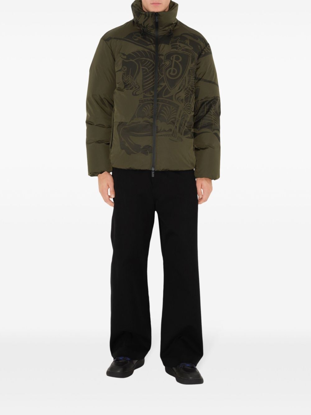 Shop Burberry Ekd Puffer Jacket In Green