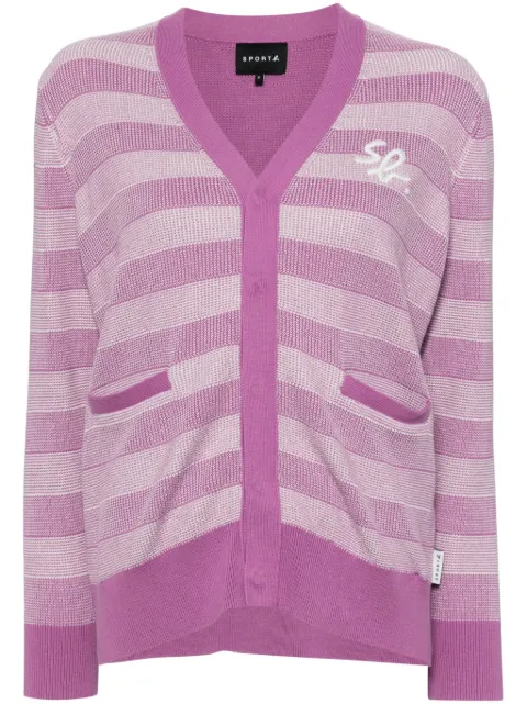 SPORT b. by agnès b.  logo-embroidered striped cardigan