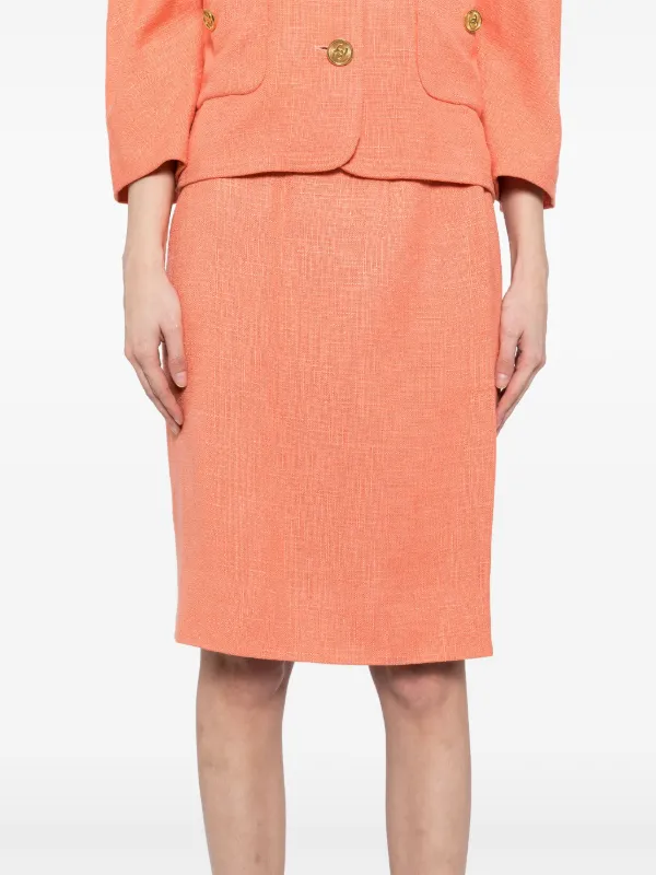 CHANEL Pre-Owned Tailleur Con Gonna Anni '90-2000 Arancione