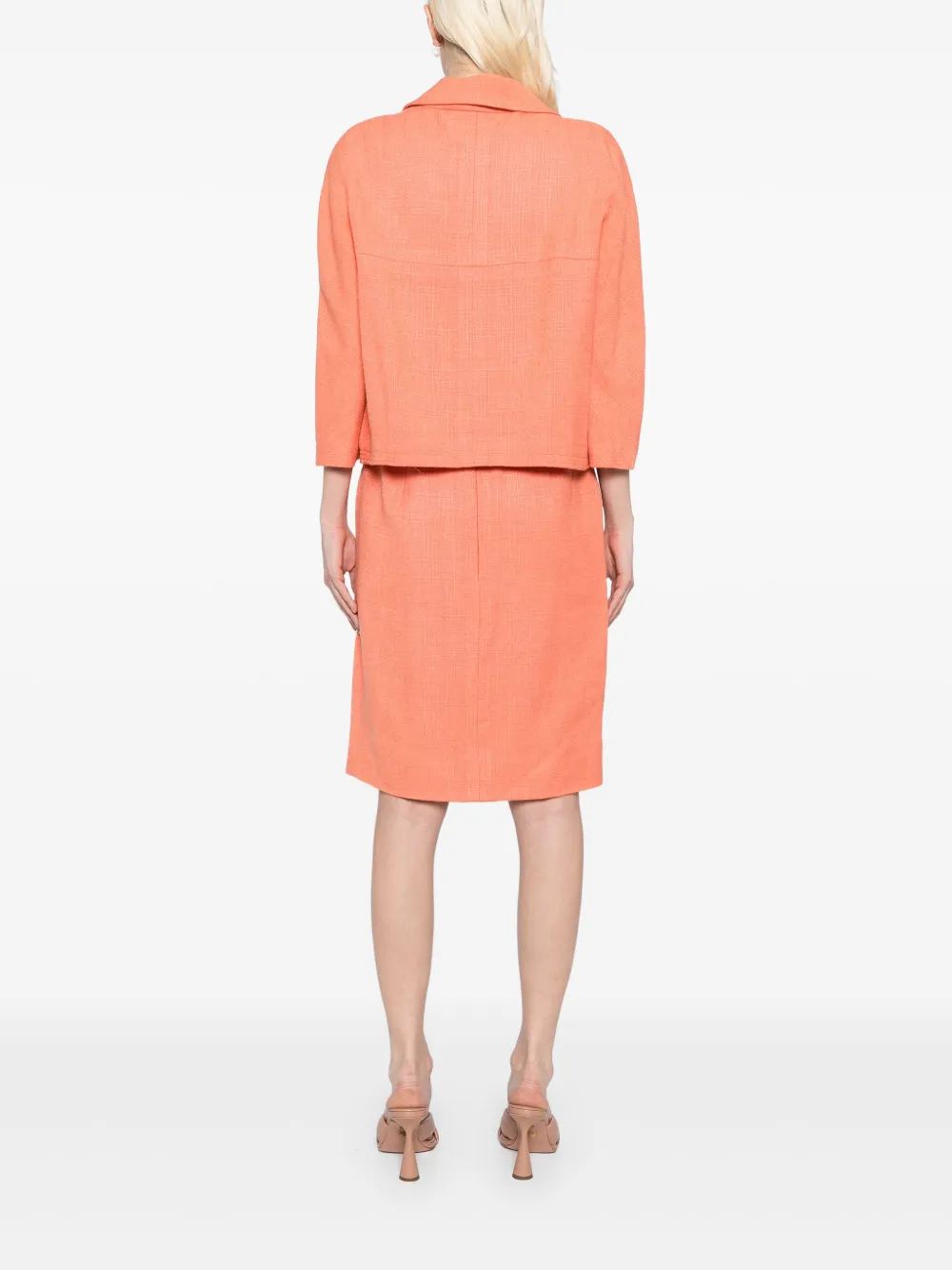 Pre-owned Chanel 1990-2000s Wool Skirt Suit In Orange