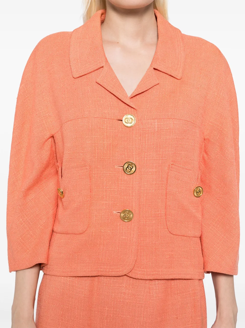 Pre-owned Chanel 1990-2000s Wool Skirt Suit In Orange