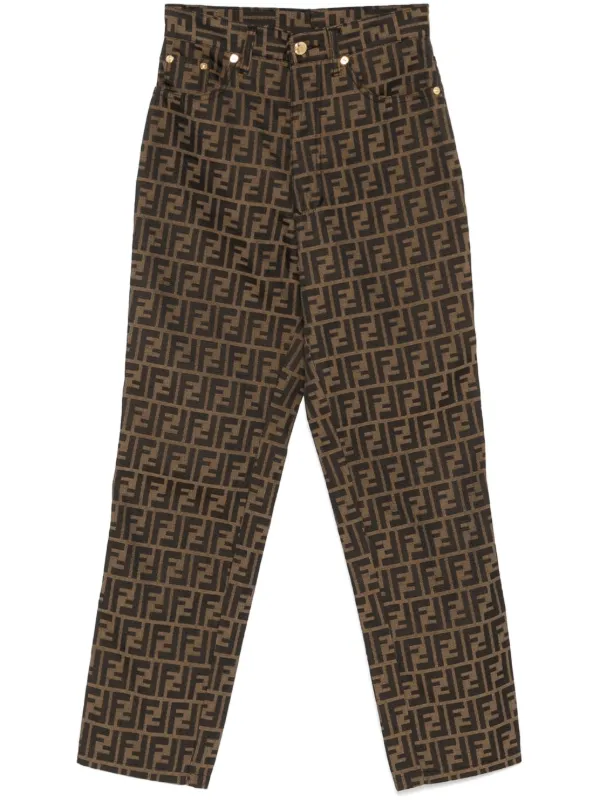 Fendi Pre-Owned 1990-2000s FF Jacquard Trousers | Brown  display picture 1