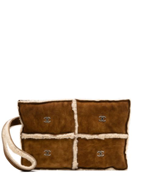 HOT SALE CHANEL 2000 shearling suede clutch Women