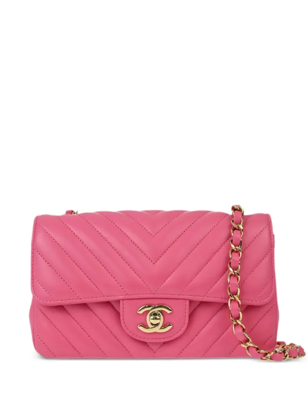 CHANEL Pre Owned 2019 V stitch Single Flap Shoulder Bag Pink FARFETCH