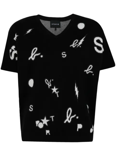 SPORT b. by agnès b.  intarsia-knit logo knitted top