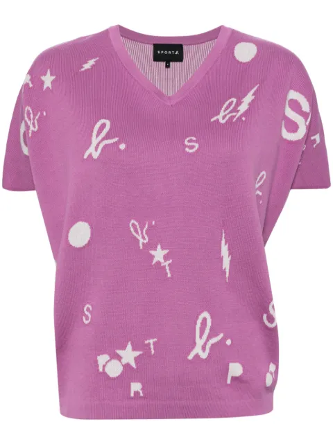 SPORT b. by agnès b.  intarsia-knit logo knitted top
