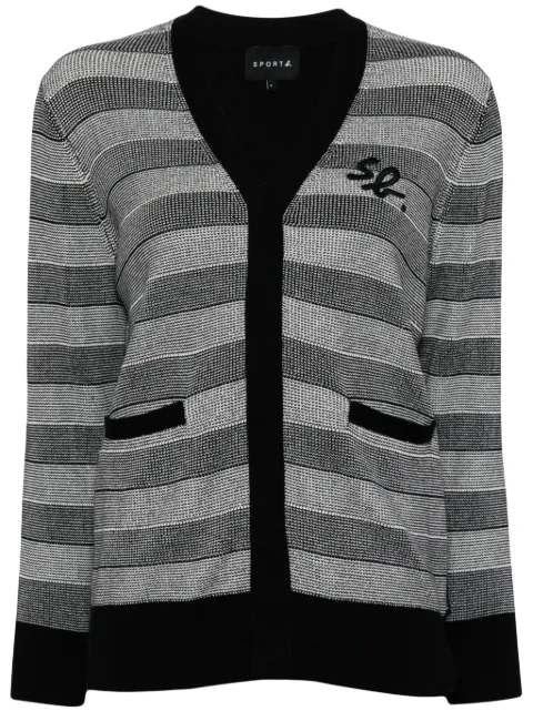 SPORT b. by agnès b.  logo-embroidered striped cardigan