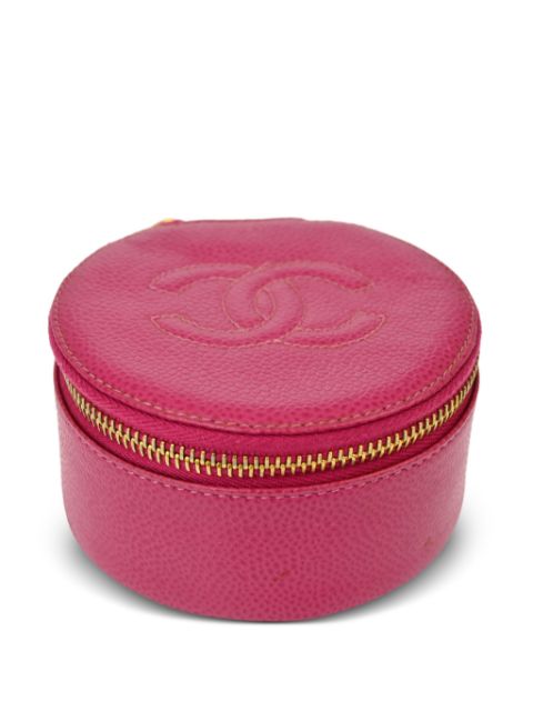 HOT SALE CHANEL 1995 CC-stitch jewellery case Women