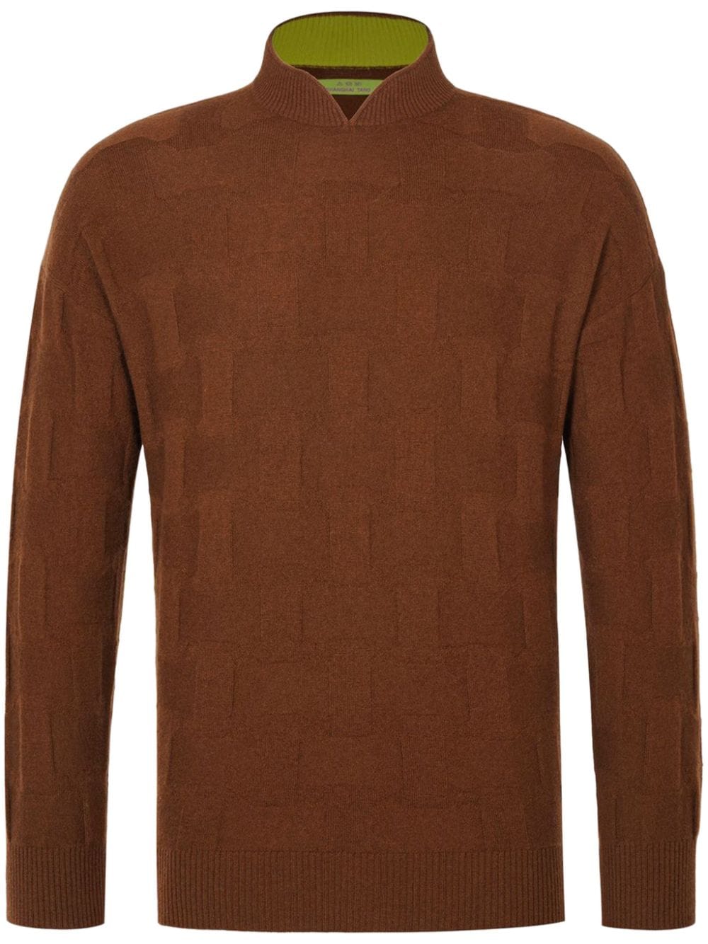 Shop Shanghai Tang Silver Ingot Jacquard Jumper In Brown