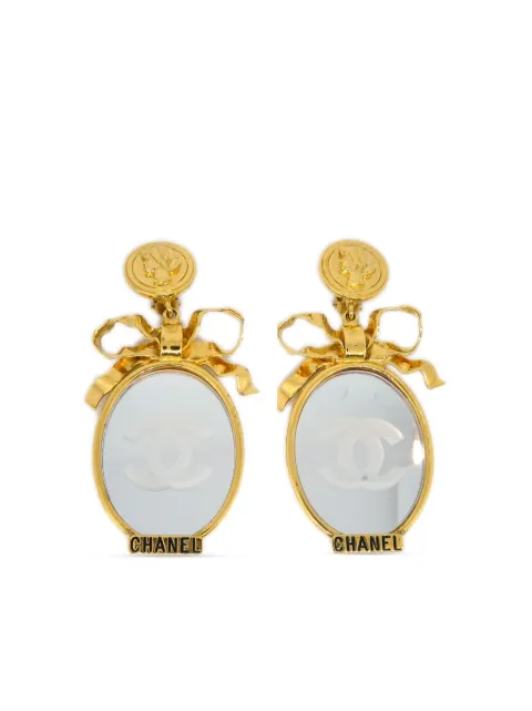 CHANEL Pre-Owned 1990-2000 mirror dangle clip-on earrings