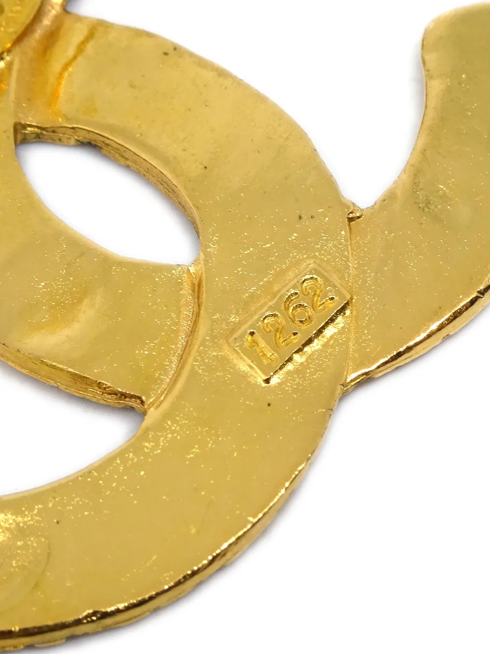 Pre-owned Chanel 1994 Tweed-effect Cc Brooch In Gold