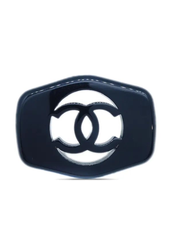 Chanel Pre-owned 1997 Cut-out CC Brooch in Black