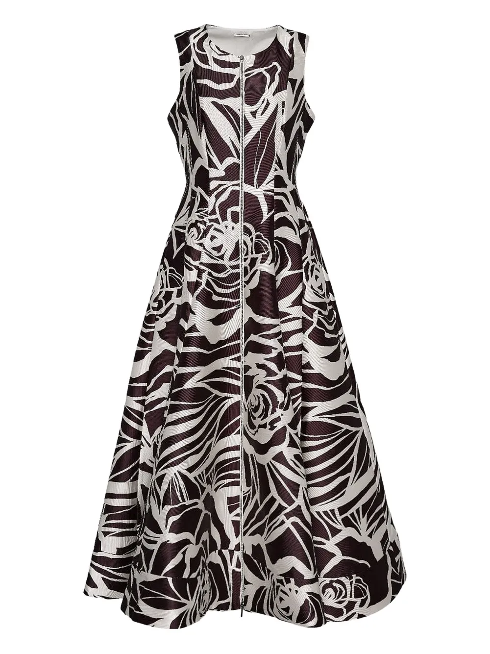 Alexis Lazaro rose-print zip-front dress Zwart