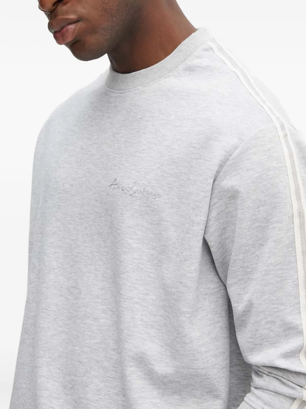 Armani Exchange Gestreepte sweater met logodetail Grijs