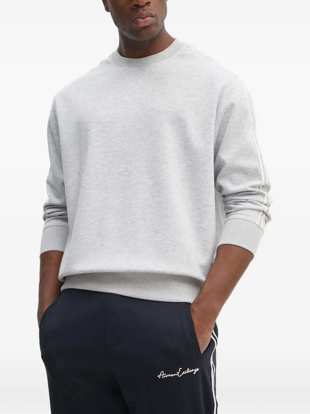 Armani Exchange striped logo-detail sweatshirt - Grigio