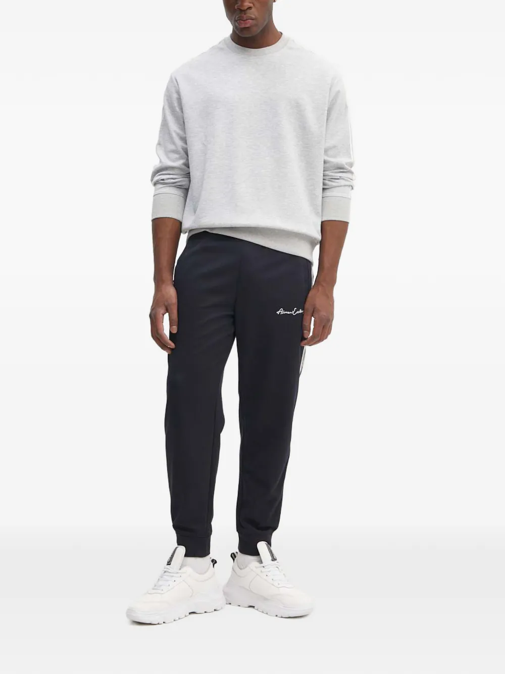 Armani Exchange striped logo-detail sweatshirt - Grijs