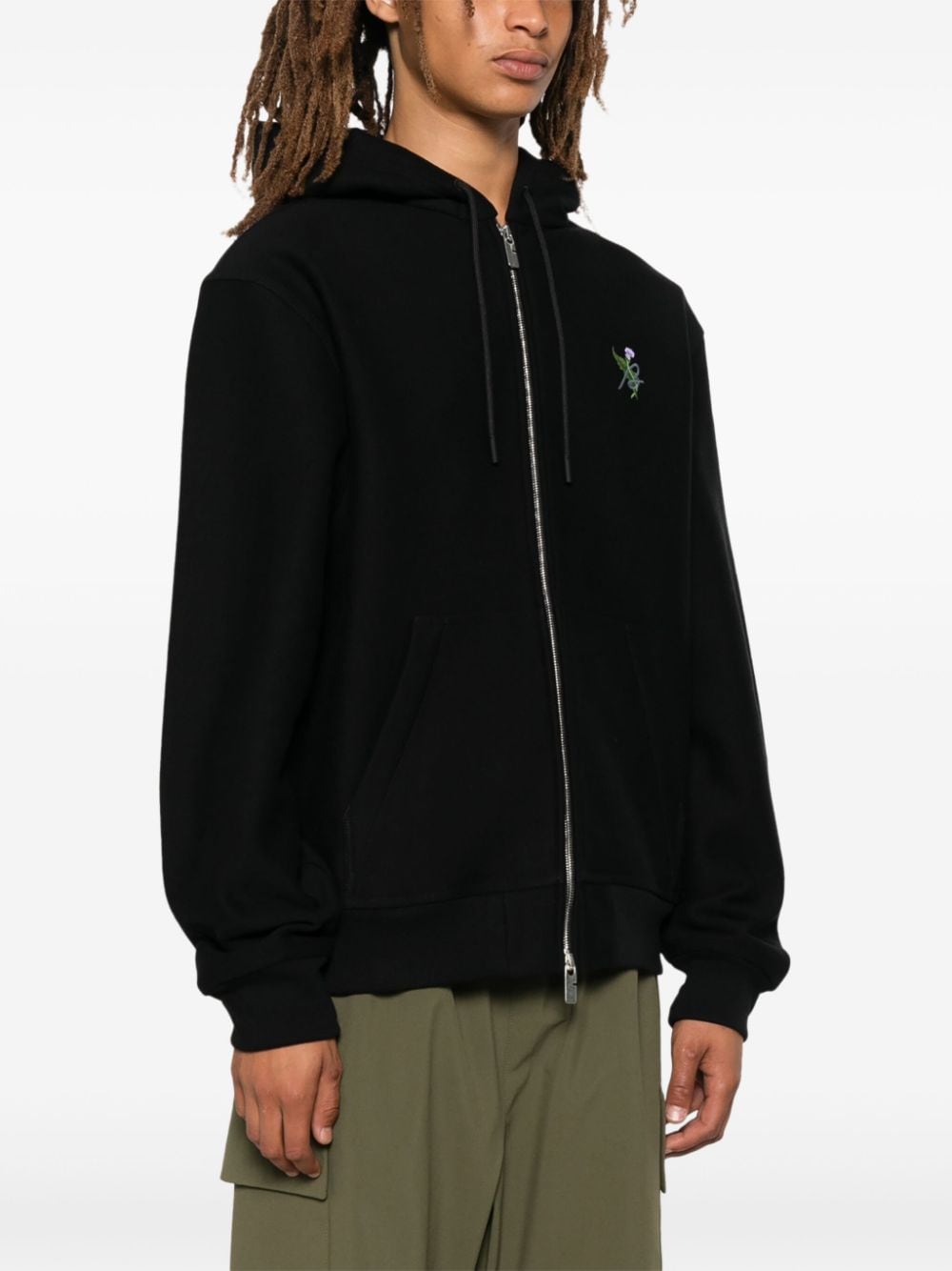 Shop Burberry Logo-embroidered Hoodie In Schwarz