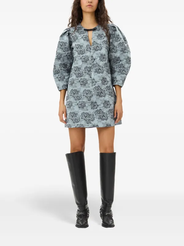 GANNI Midi-jurk Met Jacquard Blauw FARFETCH NL