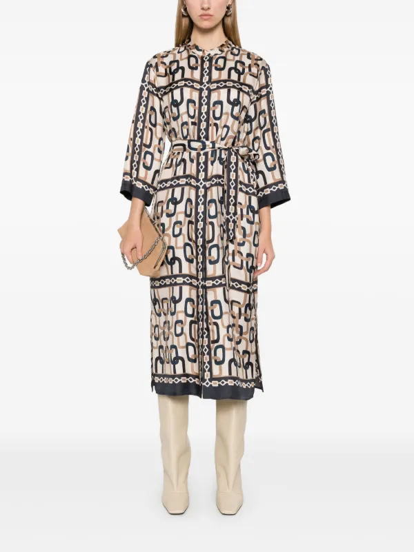 S Max Mara chain-print Midi Dress | Blue | FARFETCH JO