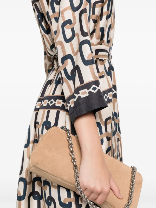 S Max Mara chain-print Midi Dress | Blue | FARFETCH