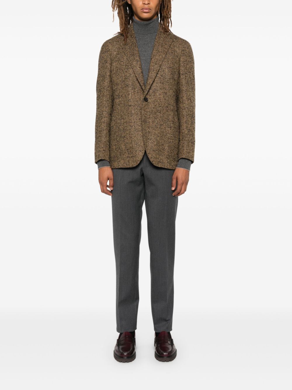 Bagnoli Sartoria Napoli herringbone blazer - Brown