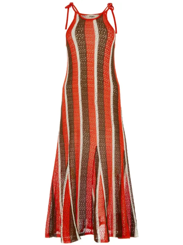 FENDI crochet knit Maxi Dress Red FARFETCH IL