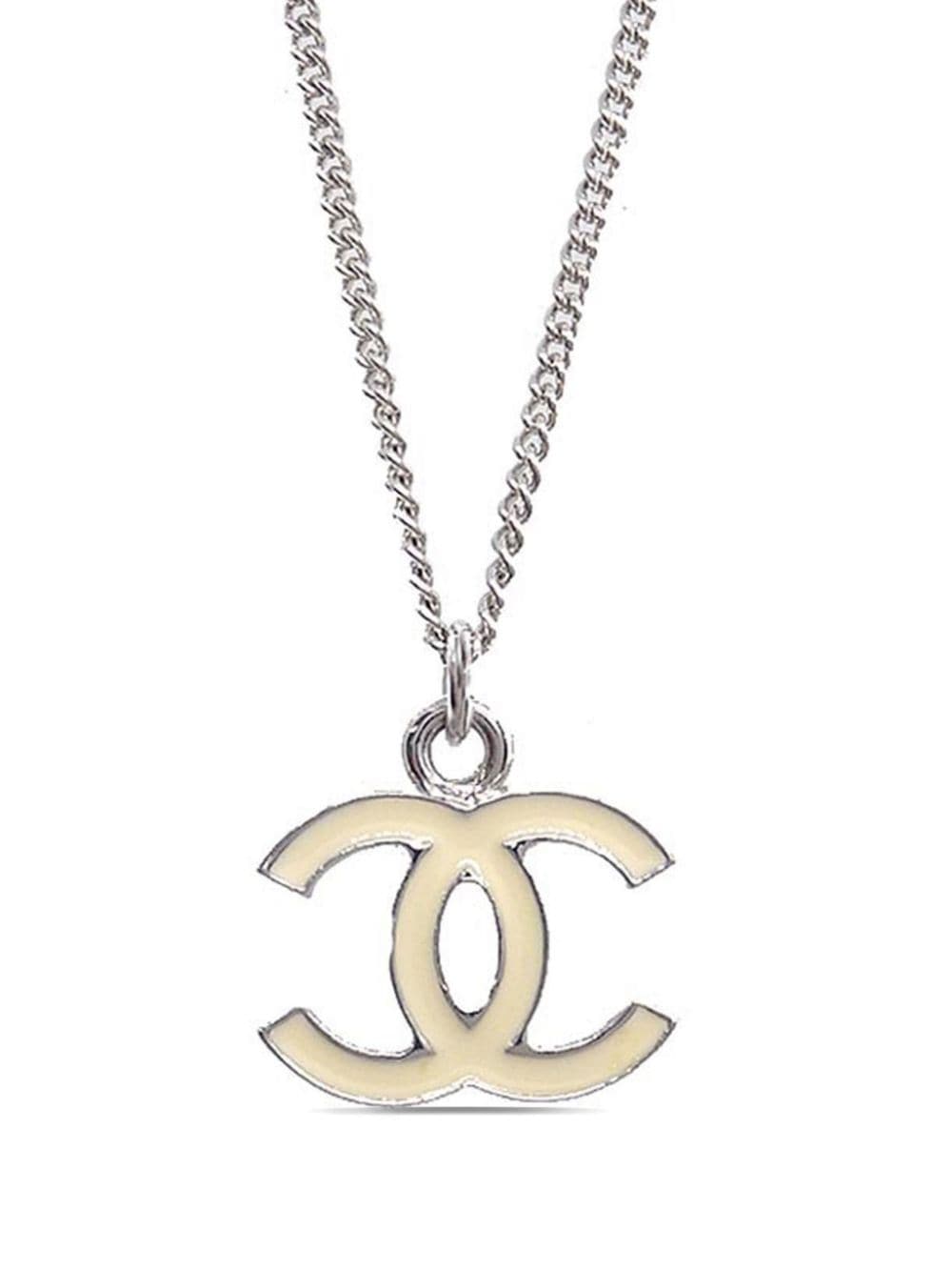 CHANEL Pre-Owned 2005 halsketting met CC hanger - Zilver