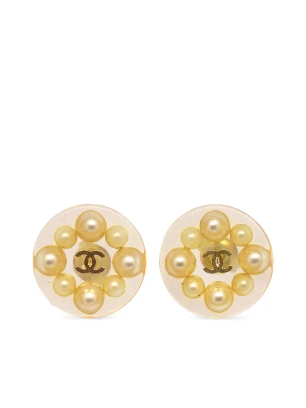 CHANEL Pre-Owned 1990-2000s CC faux-pearl Stud Earrings Gold FARFETCH PH