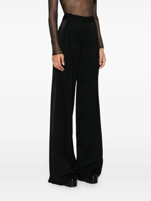 Saint Laurent ウール ワイドパンツ ブラック Saint Laurent ウールパンツ | ブラック | FARFETCH JP