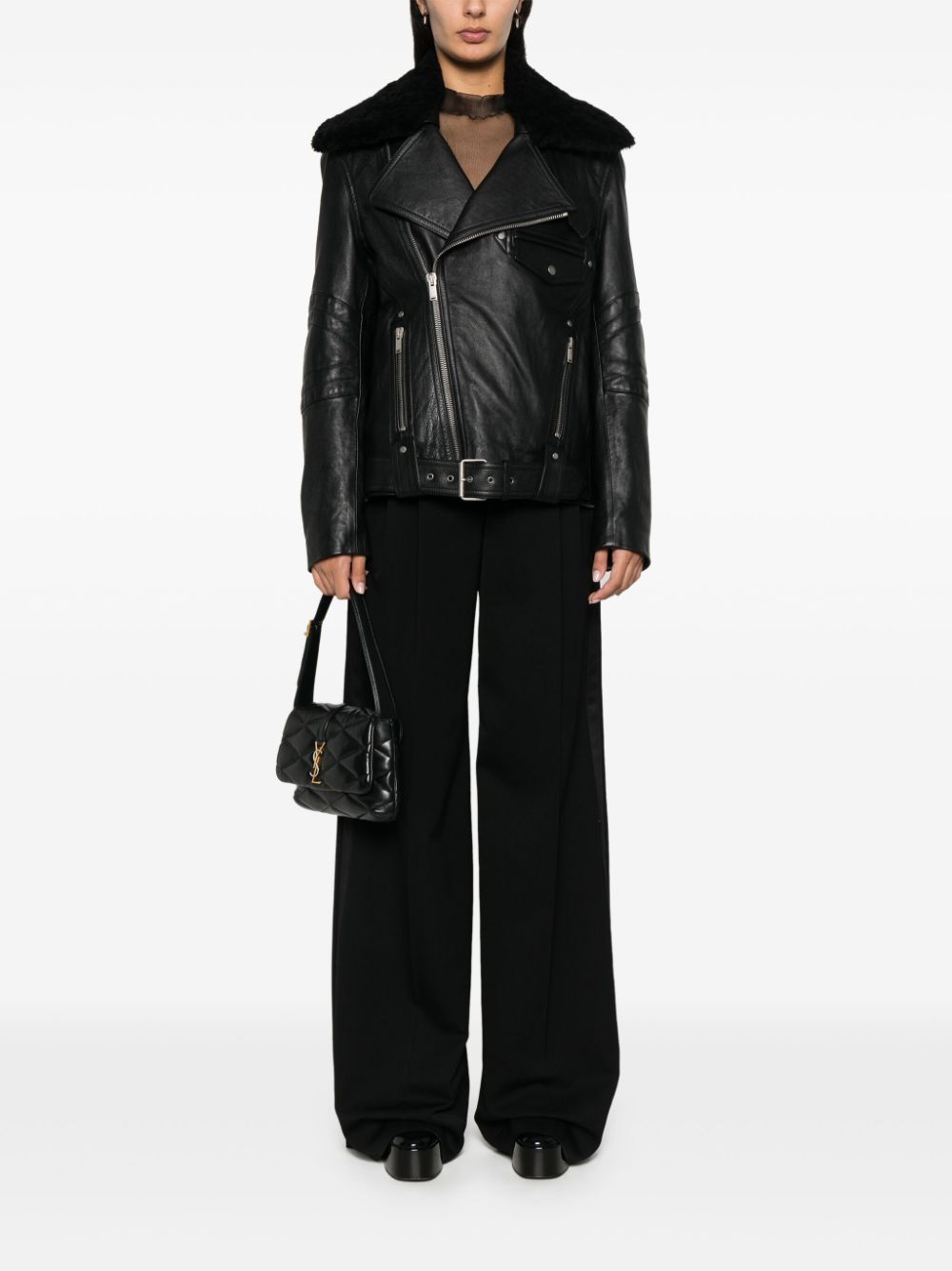 Shop Saint Laurent Wool Trousers In Black