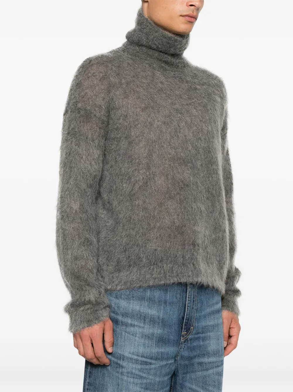 Saint Laurent Geborstelde trui Grijs