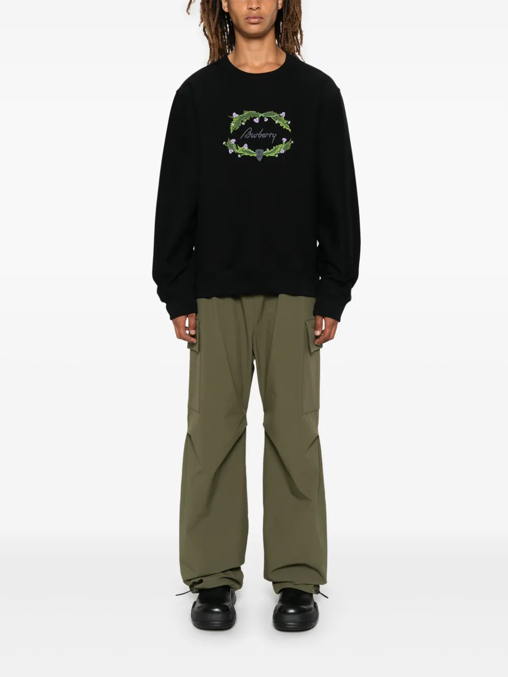 Burberry logo-embroidered sweater - Zwart