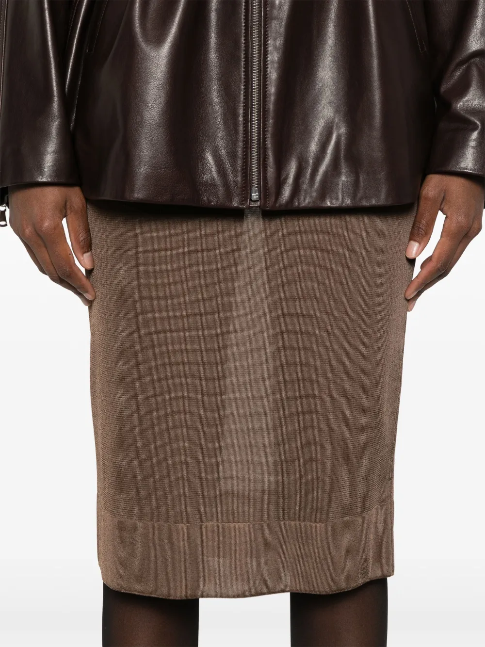 Saint Laurent Gebreide kokerrok Bruin