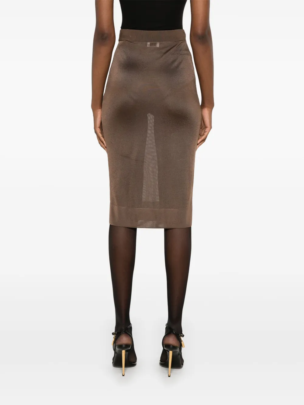 Saint Laurent Gebreide kokerrok Bruin