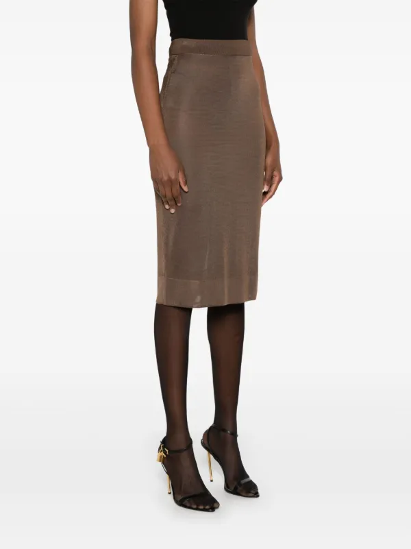 Saint Laurent Knit Pencil Skirt | Brown | FARFETCH ID
